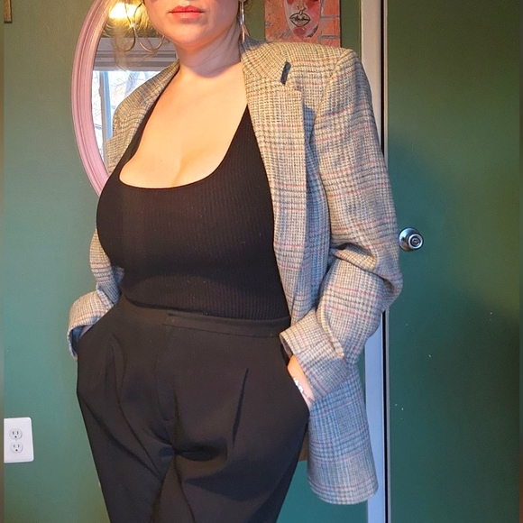 Vintage Christian Dior Monsieur Wool Prince of Wales Plaid Blazer